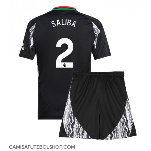 Camisa de time de futebol Arsenal William Saliba #2 Replicas 2º Equipamento Infantil 2024-25 Manga Curta (+ Calças curtas)